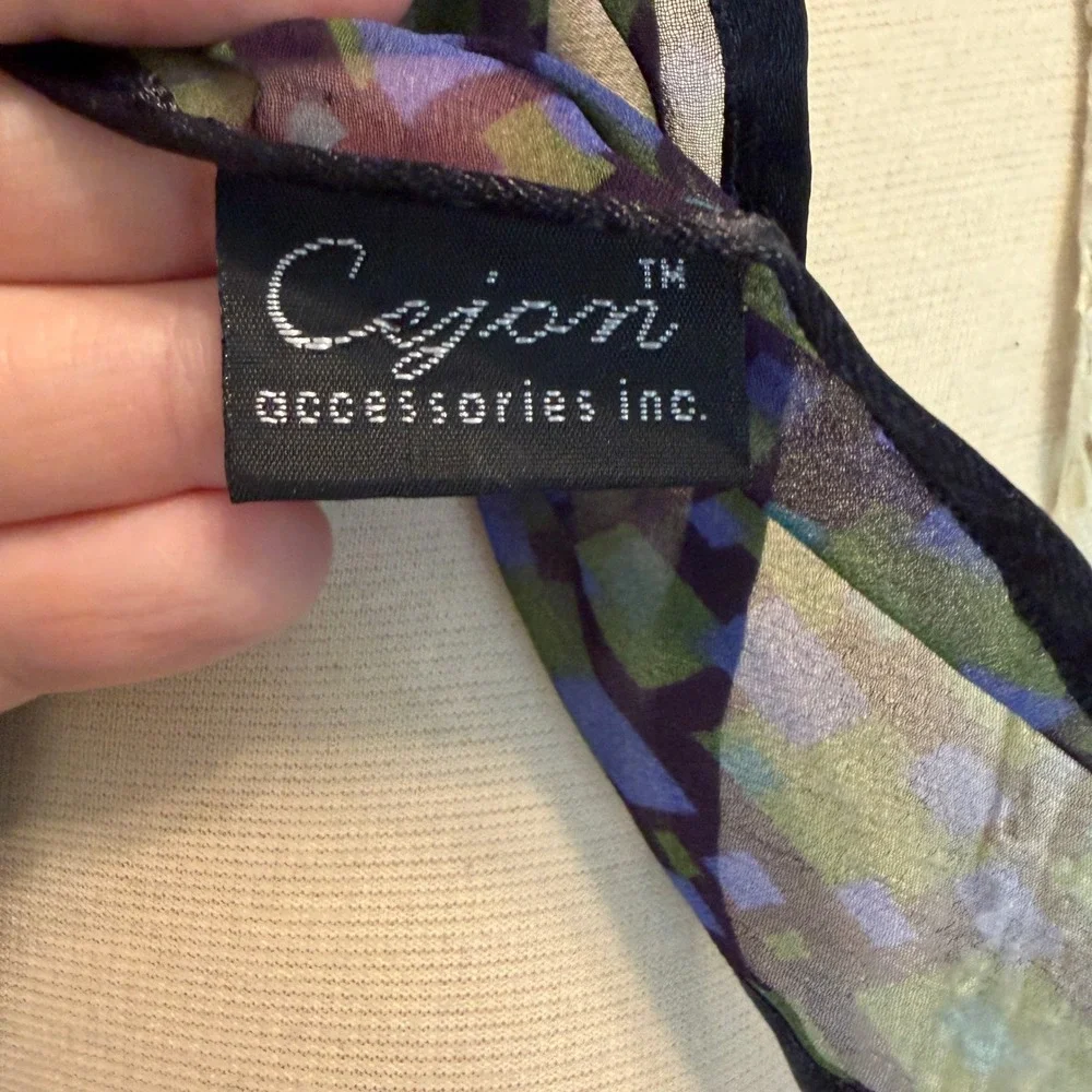 Cejon Accessories Scarf Lot‎ of 3 Red Floral Geometric Sheer Neck Scarves Italy